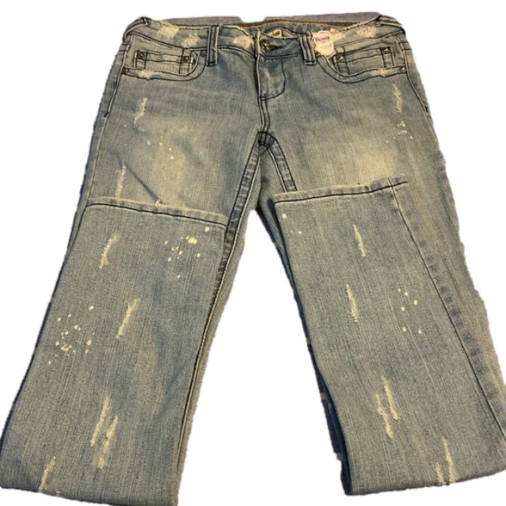 YNQ Straight Denim Jeans Women's Size 7 Blue Low Rise Light Wash 5-Pocket